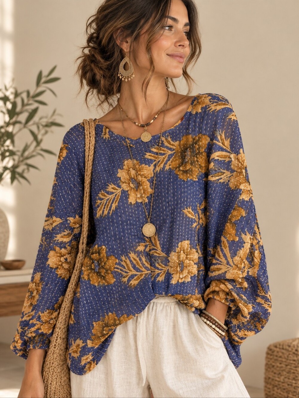 Pareo Kantha Wanderer Pocket Crop Top By Kantha Bae 💙💛🤍